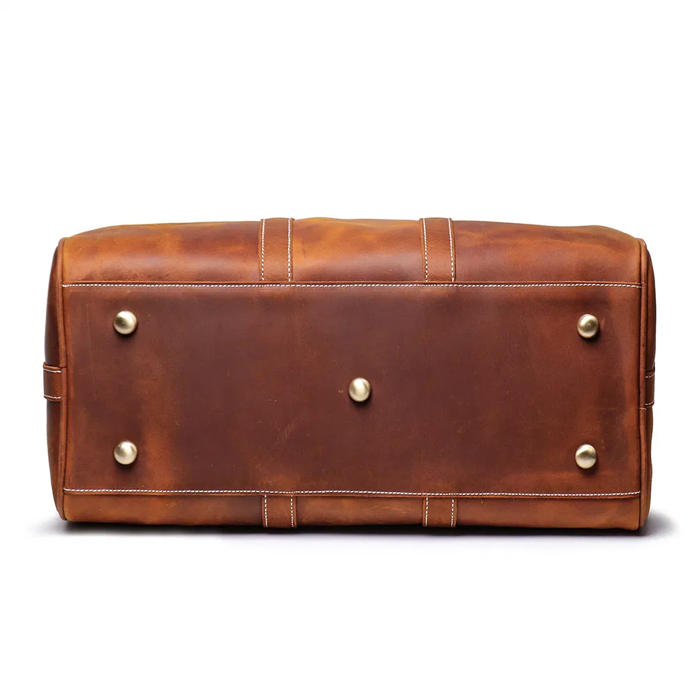 Bolso de viaje vintage para hombres, bolso de gimnasio de cuero genuino, bolsa de gran capacidad, bolso de fin de semana