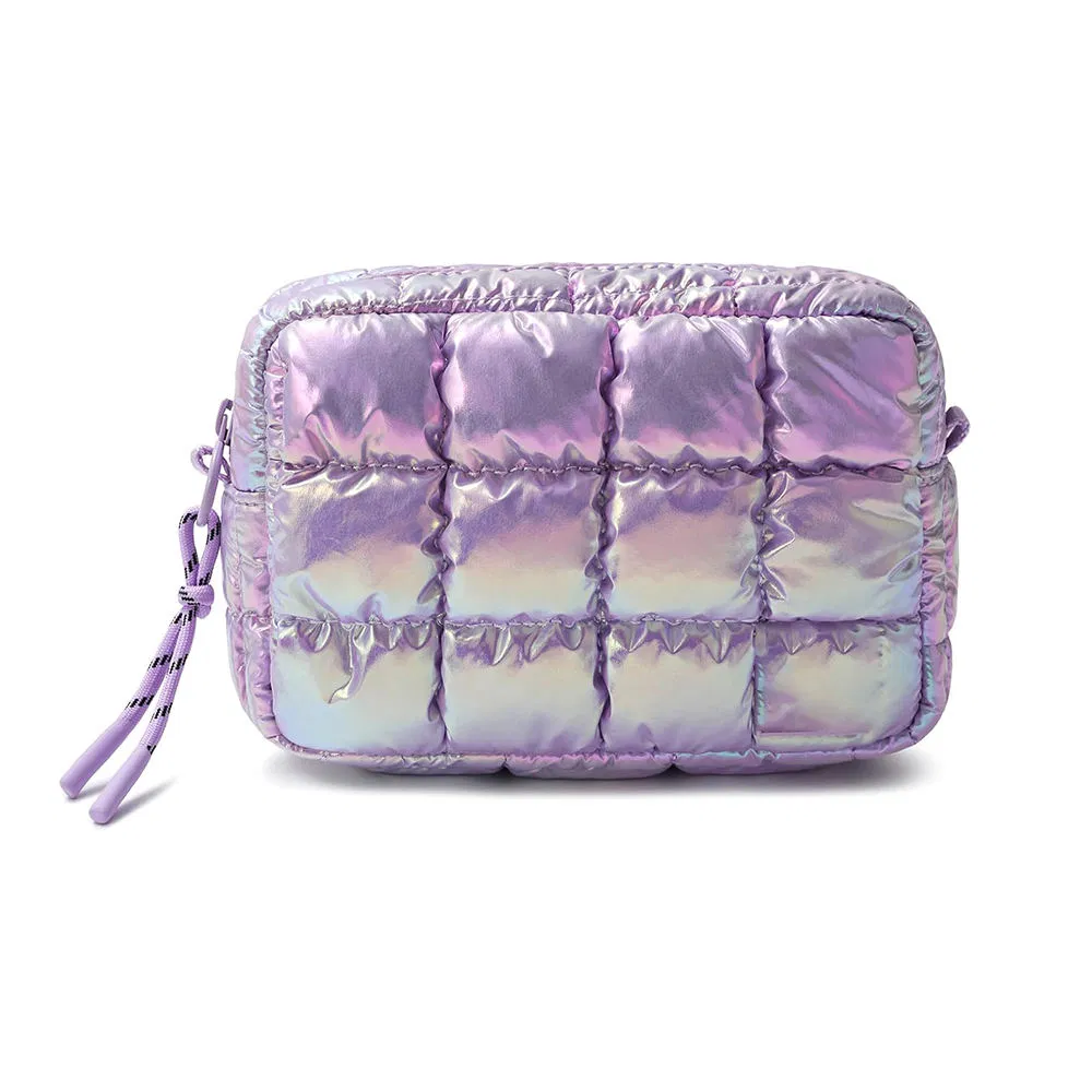Etiqueta de promoción al por mayor, bolsa de maquillaje personalizada, suave y esponjosa, acolchada, impermeable, ligera, para almacenamiento de cosméticos y artículos de tocador, uso diario, bolsa de gran capacidad