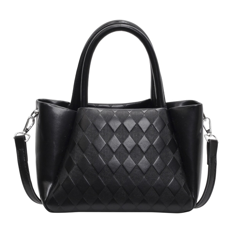 Bolso Tote de Diamante Acolchado para Mujeres en Negro con Asas Superiores y Correa Cruzada Desmontable, Bolsa Versátil de Dos Maneras para Llevar en Negro