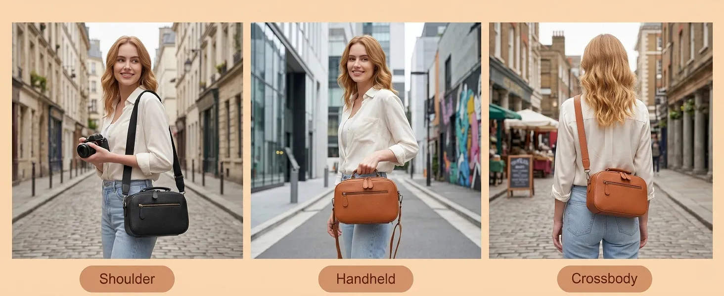 Bolsa de cámara cruzada de cuero PU impermeable con divisor desmontable