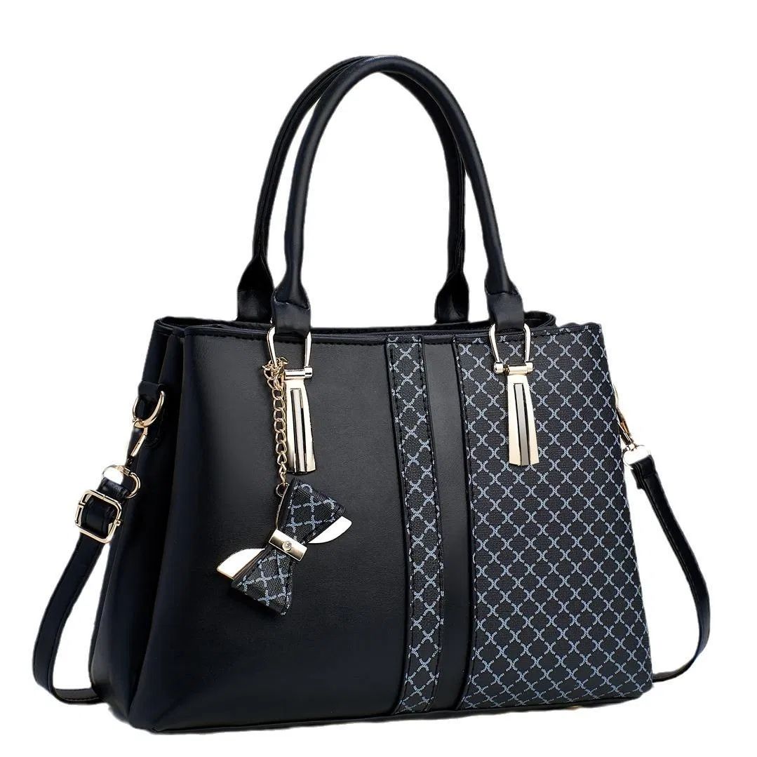 Bolso de cubo para mujeres con gran capacidad y lazo de cuadros