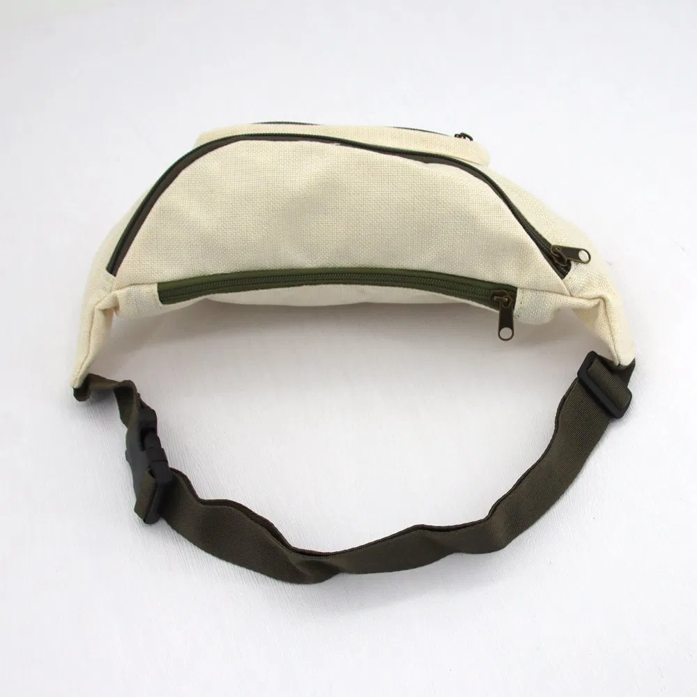Promoción de Fanny Pack al por mayor, bolsa de cintura deportiva de yute impermeable, bolso cruzado personalizado