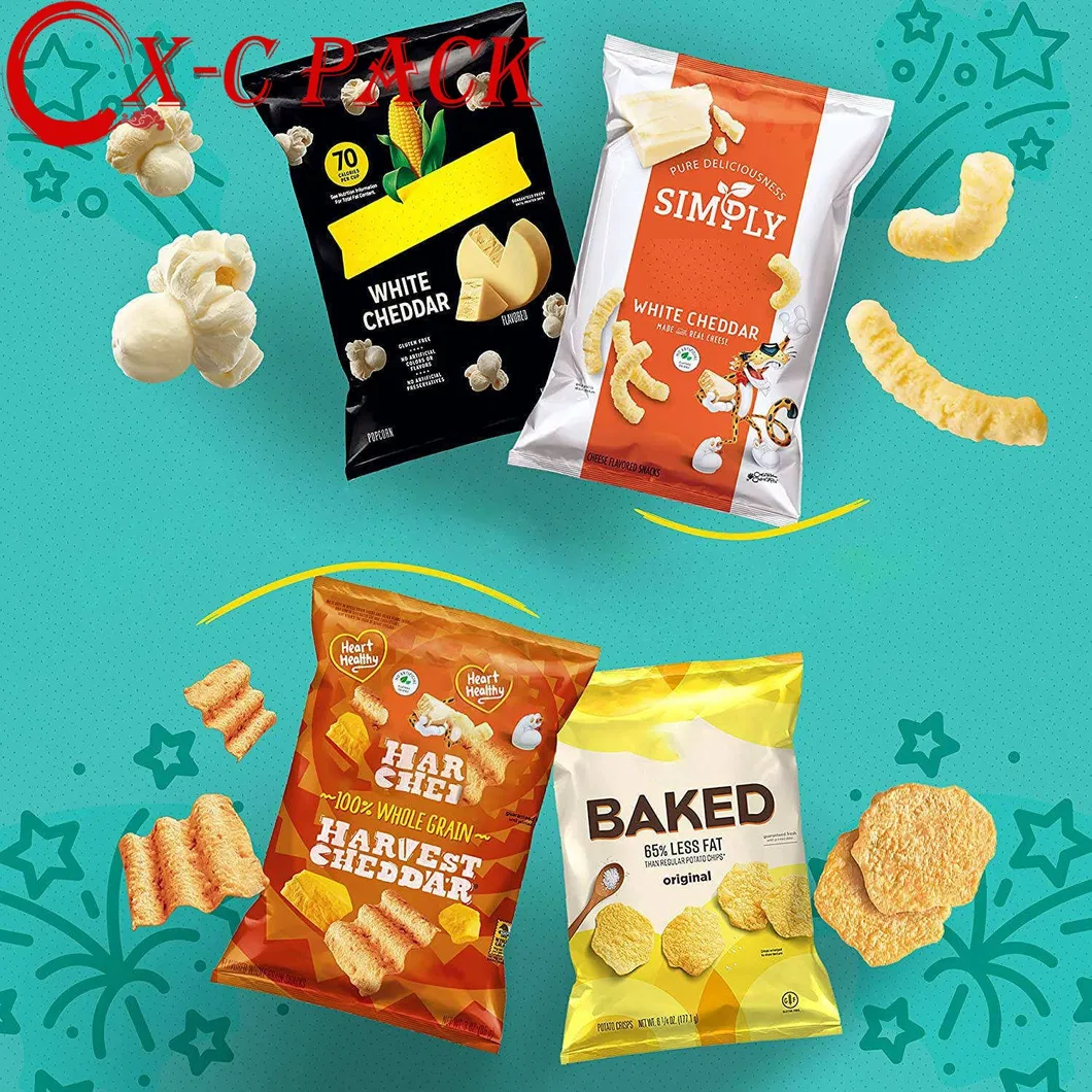 Bolsa de acordeón de sellado térmico personalizada de aluminio para empaquetado de papas fritas con sabor, nueces y galletas