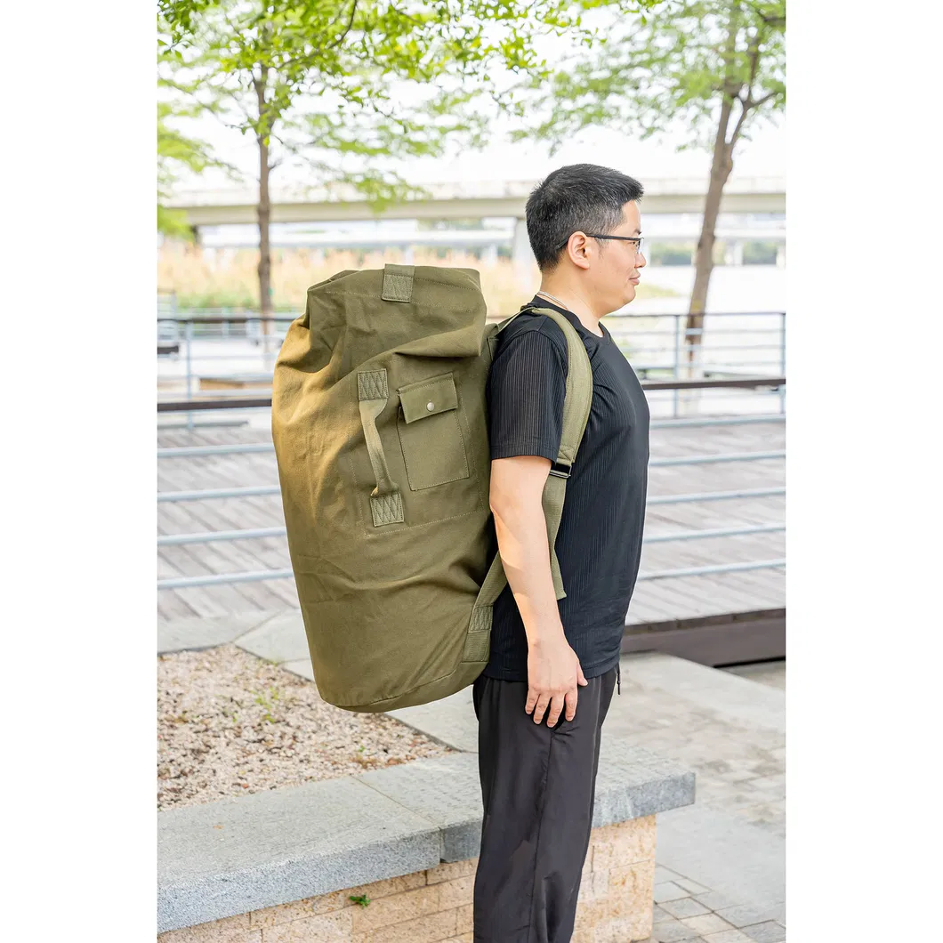 20 Mochila de cubo de lona verde Oz, bolsa de barril de alta calidad, bolsa de viaje impermeable