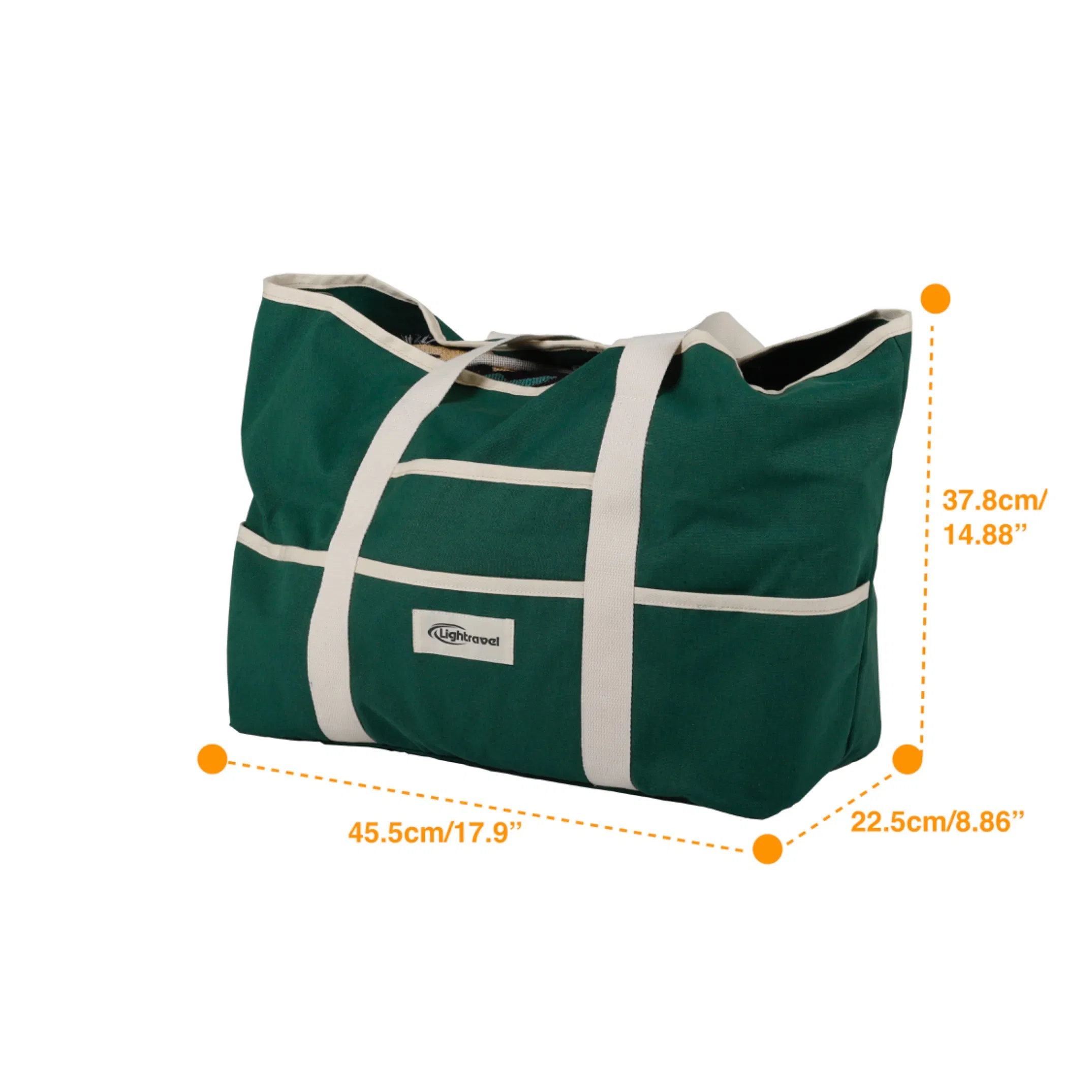 Bolsa de playa y camping de gran capacidad de lona verde oscuro para minoristas