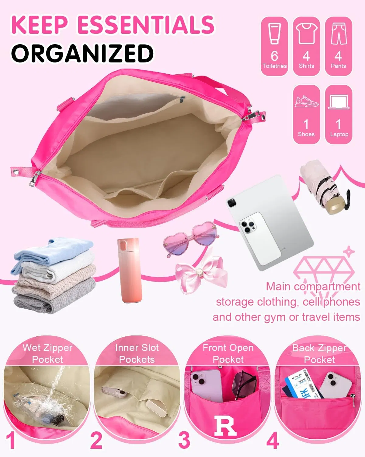 Bolsa de deporte impermeable y ligera para deportes y escapadas de fin de semana