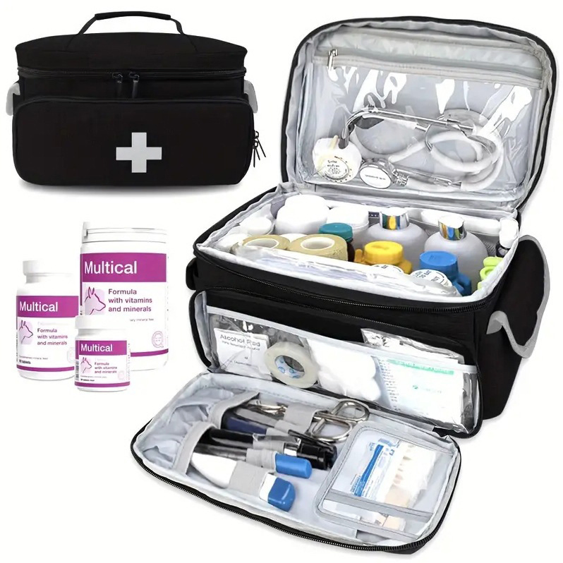 Bolsa Médica, Bolsa de Primeros Auxilios Vacía, Bolsa para Enfermera de Salud en el Hogar con Divisor Desmontable, Tote para Almacenamiento de Suministros Médicos para Estudiante de Enfermería, Terapeuta, Médicos