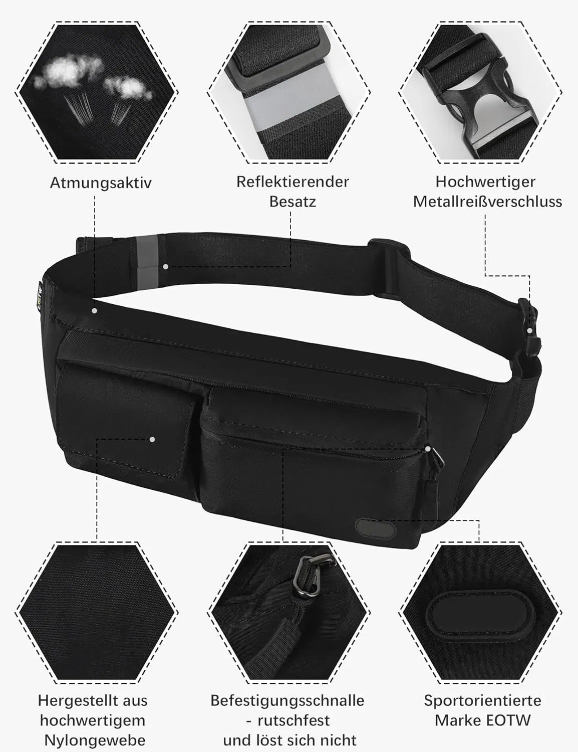 Bolso de Cintura OEM Mochila Fanny 4 Bolsillos para Correr Senderismo Viajar Caminar