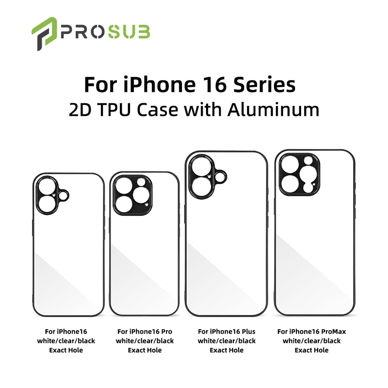 Prosub 2D Sublimación para iPhone 16 Funda de TPU con hoja de aluminio cubierta de teléfono móvil en blanco
