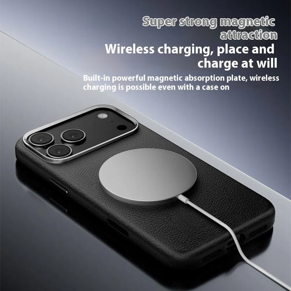 funda para iPhone 17 PRO Max compatible con Magsafe cubierta de teléfono de cuero PU - azul