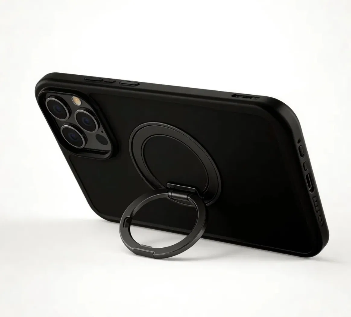 Funda de teléfono de aleación de aluminio TPU+PC con 360° soporte giratorio compatible con Magsafe, se admite logotipo personalizado