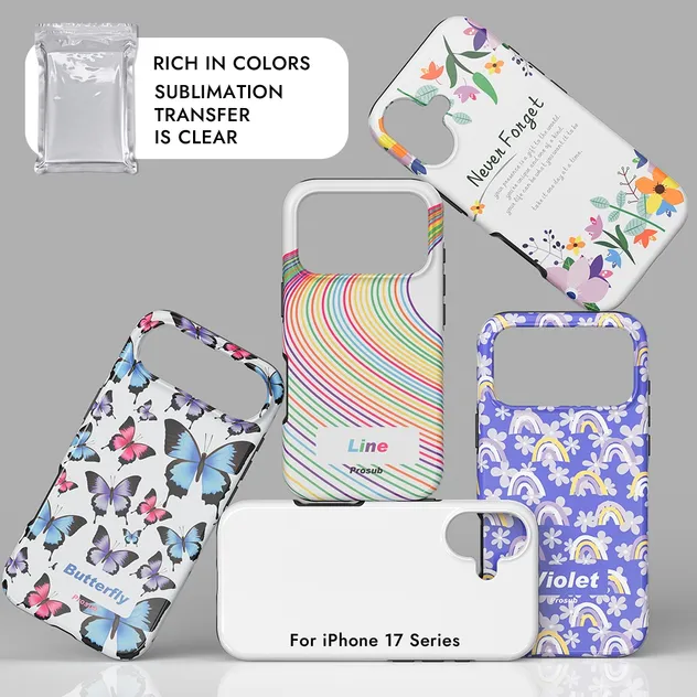 Funda 2-in-1 de Sublimación 3D Recubierta para iPhone 17 Serie Cubierta de Teléfono Móvil en Mate y Brillante en Blanco