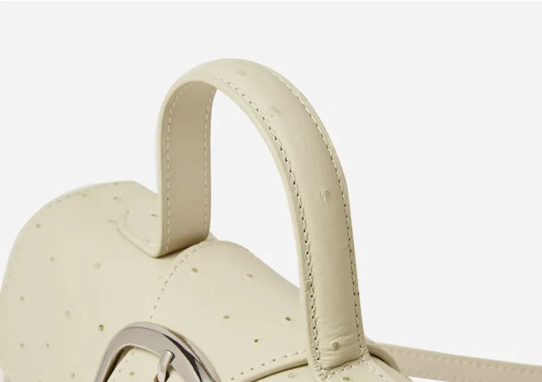 Nuevos bolsos de cuero de moda, bolso cuadrado pequeño y simple, bolso de hombro mensajero, patrón de avestruz, bolso de médico, bolso con hebilla de herradura