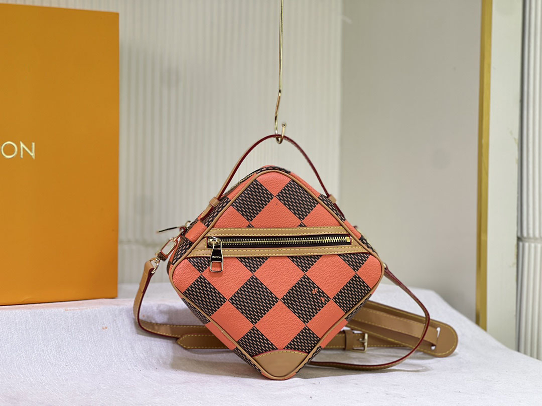 Bolso cruzado de ajedrez en forma de diamante mini con correa ajustable para cámara