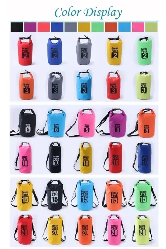 Bolsa seca impermeable de diseño de barril flotante para nadar al aire libre, estilo de moda, con un solo y doble hombro