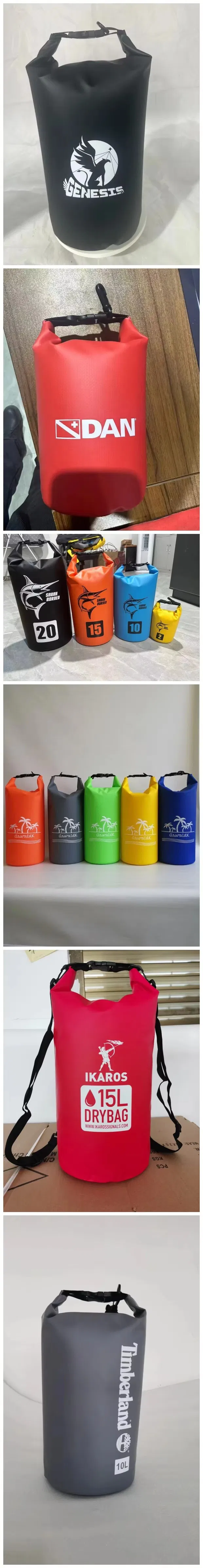 Bolsa seca impermeable de diseño de barril flotante para nadar al aire libre, estilo de moda, con un solo y doble hombro