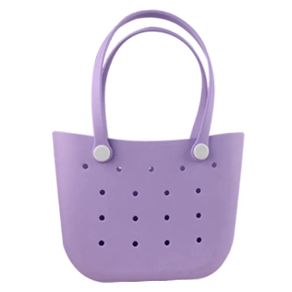 Bolsa de playa portátil, ligera, impermeable y lavable, con diseño simple en forma de luna perforada