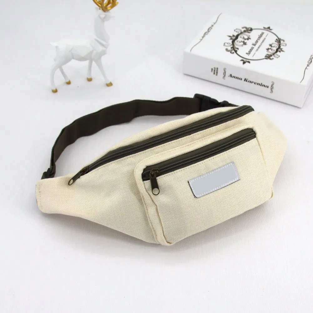 Promoción de Fanny Pack al por mayor, bolsa de cintura deportiva de yute impermeable, bolso cruzado personalizado
