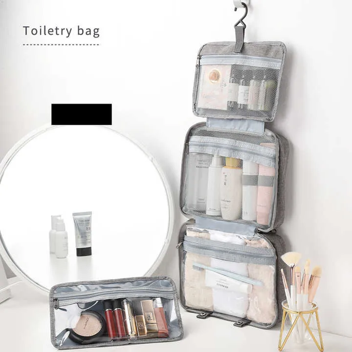 Hombres Mujeres Moda Viaje Bolsa Cosmética de Maquillaje Portátil Plegable