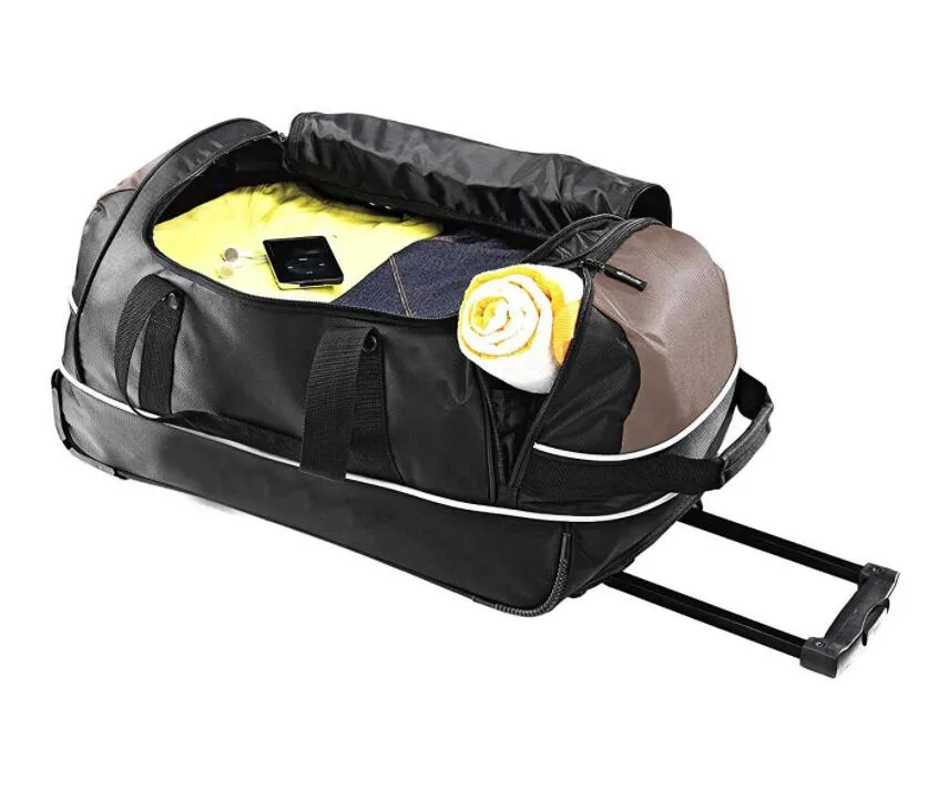 Detalle de tres pliegues de bolsa de viaje