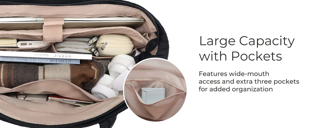 Bolso Tote Bagsmart para Mujeres, Bolso Tote Ligero con Compartimentos, Bolso de Hombro Acolchado para Viajes, Trabajo