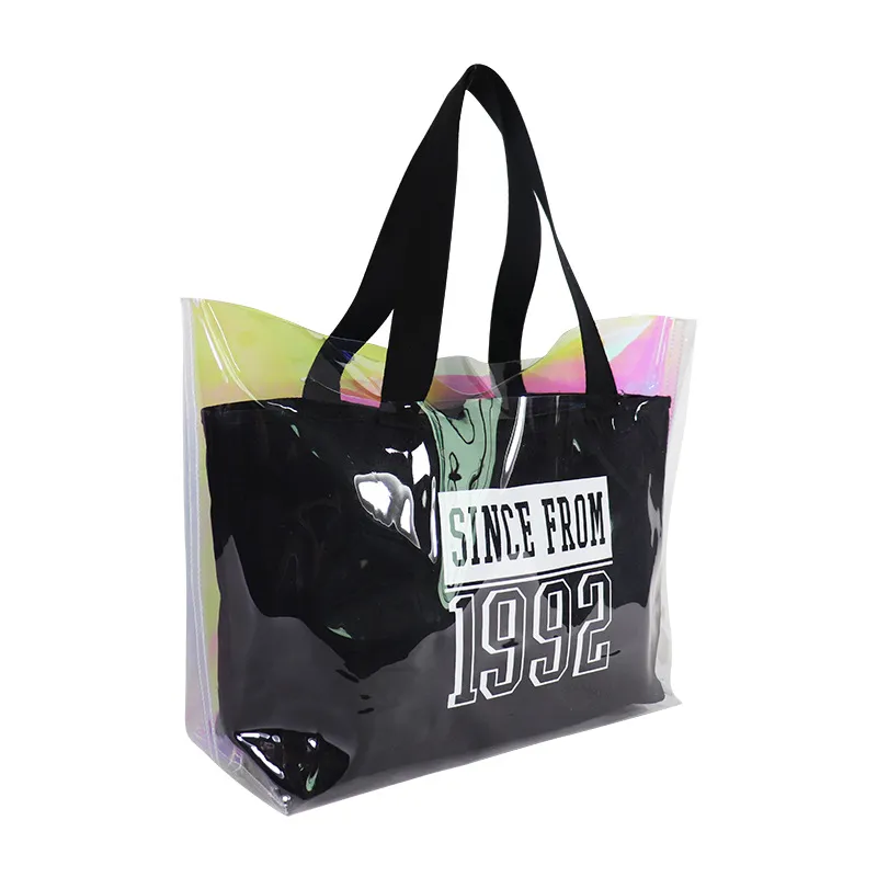 Bolsas de playa personalizadas de PVC transparente holográfico