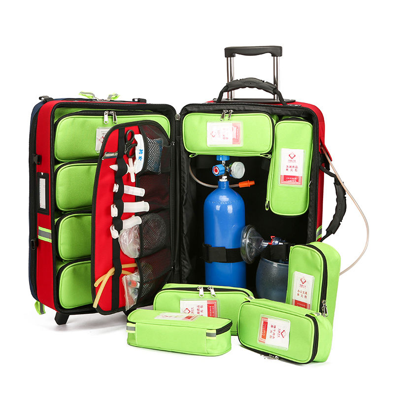 Carro de Emergencia Médica para Doctores con Ruedas Mochila de Carro con Sección para Cilindro de Oxígeno