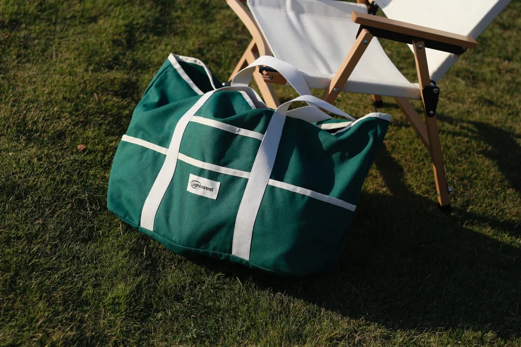 Bolsa de playa y camping de gran capacidad de lona verde oscuro para minoristas