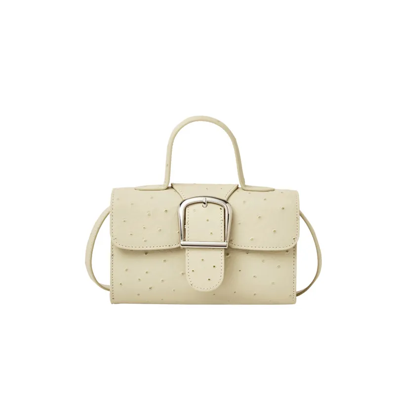 Nuevos bolsos de cuero de moda, bolso cuadrado pequeño y simple, bolso de hombro mensajero, patrón de avestruz, bolso de médico, bolso con hebilla de herradura