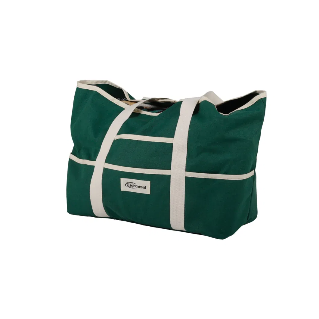 Bolsa de playa y camping de gran capacidad de lona verde oscuro para minoristas