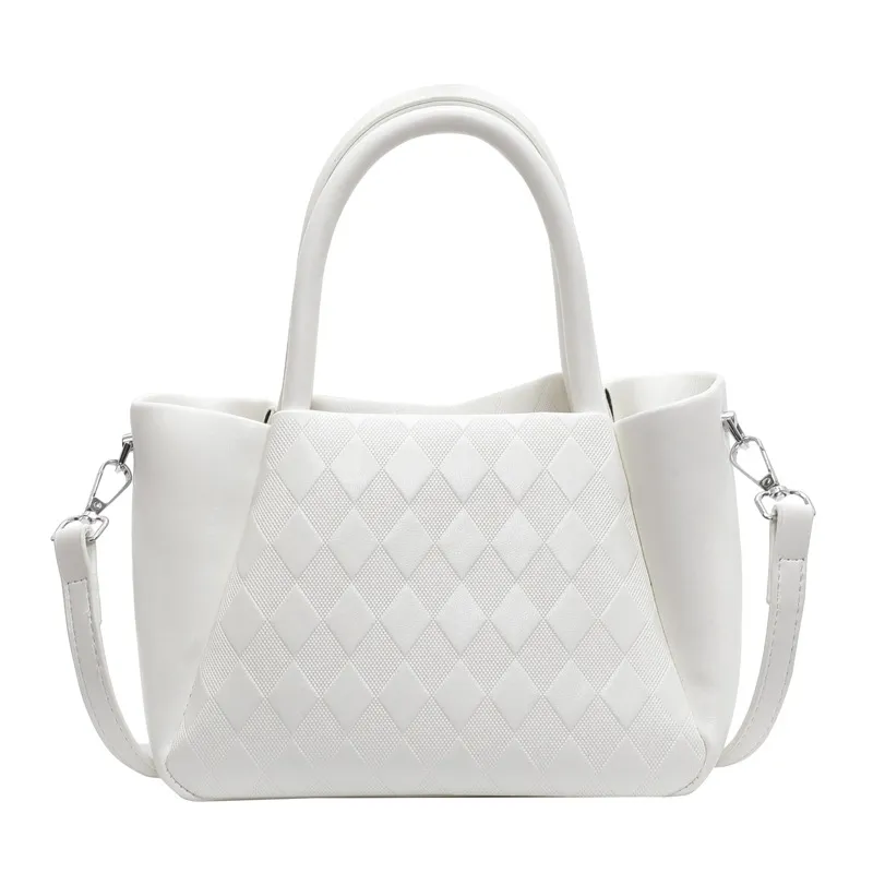 Bolso Tote de Diamante Acolchado para Mujeres en Negro con Asas Superiores y Correa Cruzada Desmontable