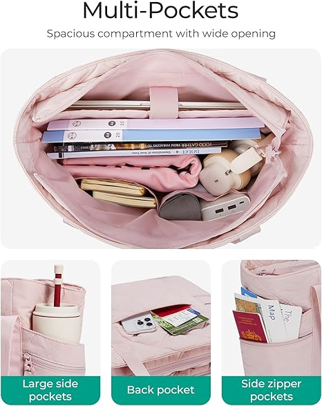 Bolso Tote para Mujeres, Bolsa de Trabajo Puffer con Cremallera, Esenciales de Viaje, Bolsa de Viaje Acolchada