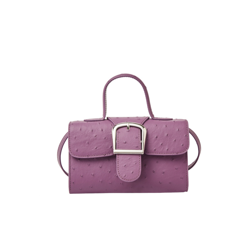 Nuevos bolsos de cuero de moda, bolso cuadrado pequeño y simple, bolso de hombro mensajero, patrón de avestruz, bolso de médico, bolso con hebilla de herradura