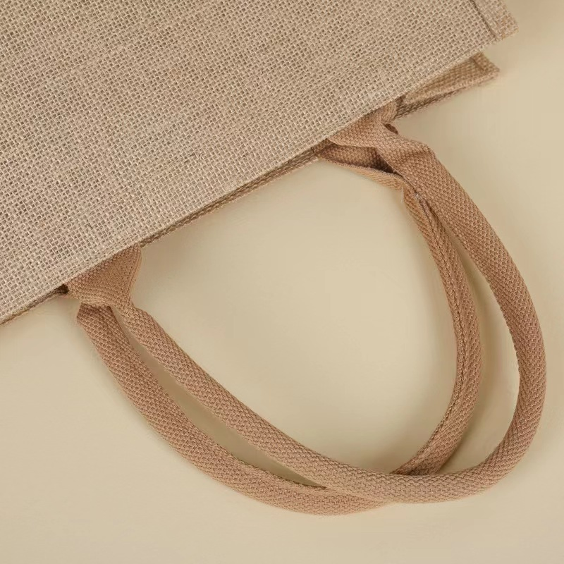 Bolsa de yute al por mayor, ecológica, bolsa de playa de arpillera para compras y publicidad