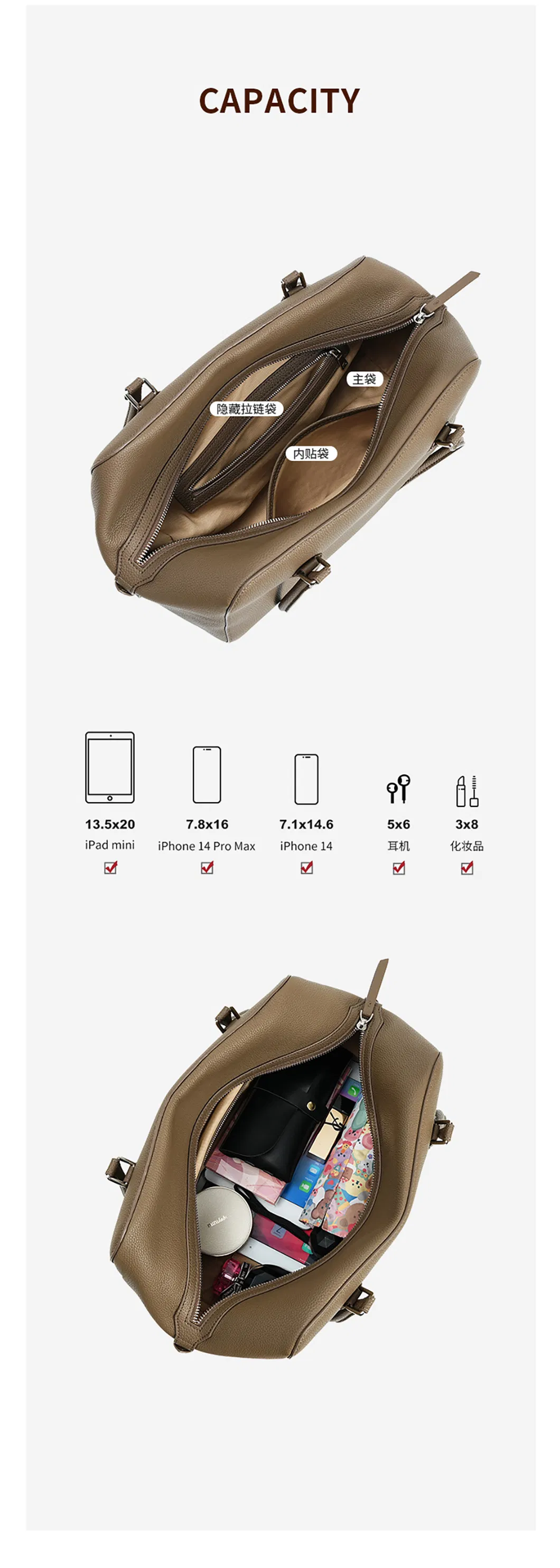 Bolso Baguette Avanzado de Moda de Cuero Genuino para Damas Bolso de Axila