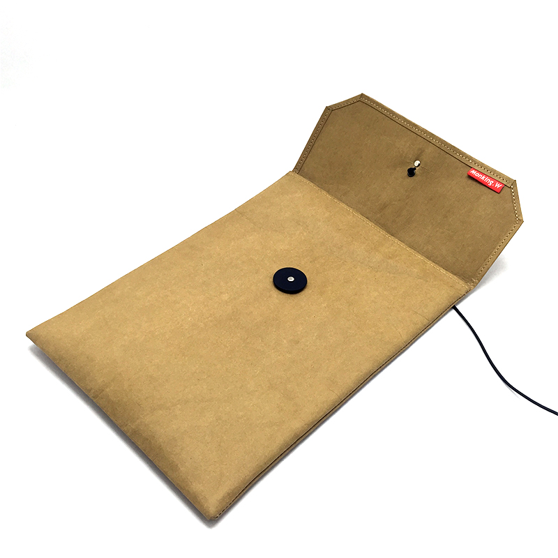 Bolsas de funda para laptop de papel kraft prelavado y lavable, personalizadas con logo y tamaño, de alta calidad y respetuosas con el medio ambiente