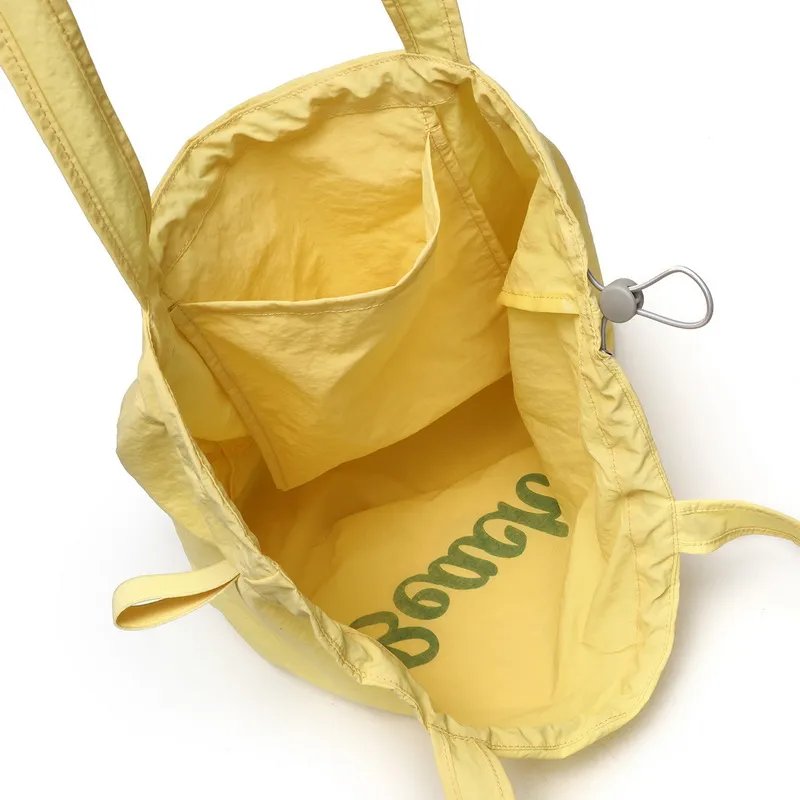 Bolsa de compras personalizada para damas, bolsa de playa ligera de nylon con cordón para mujeres, verano