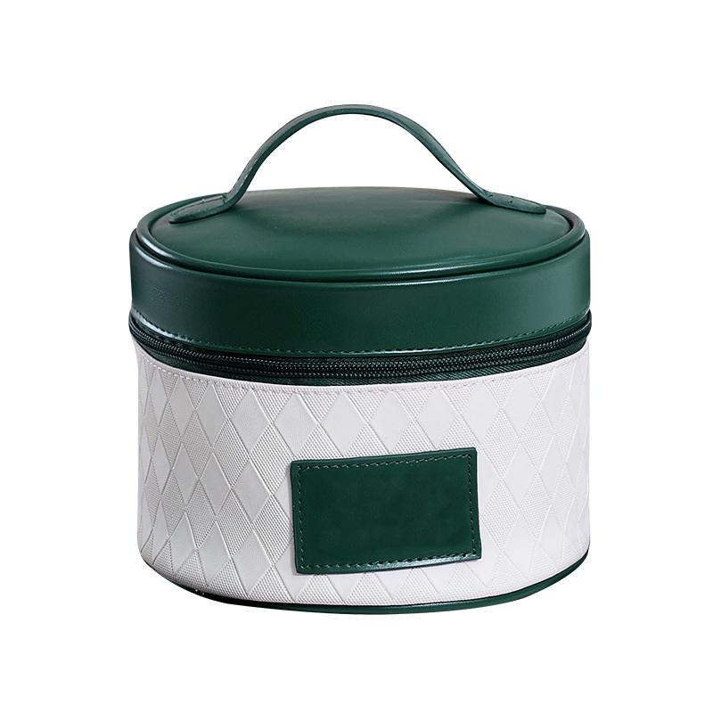 Bolsa de Maquillaje de Belleza Cilíndrica para Dama, Forma de Barril, Bolsa de Cosméticos de PU para Viaje y Aseo