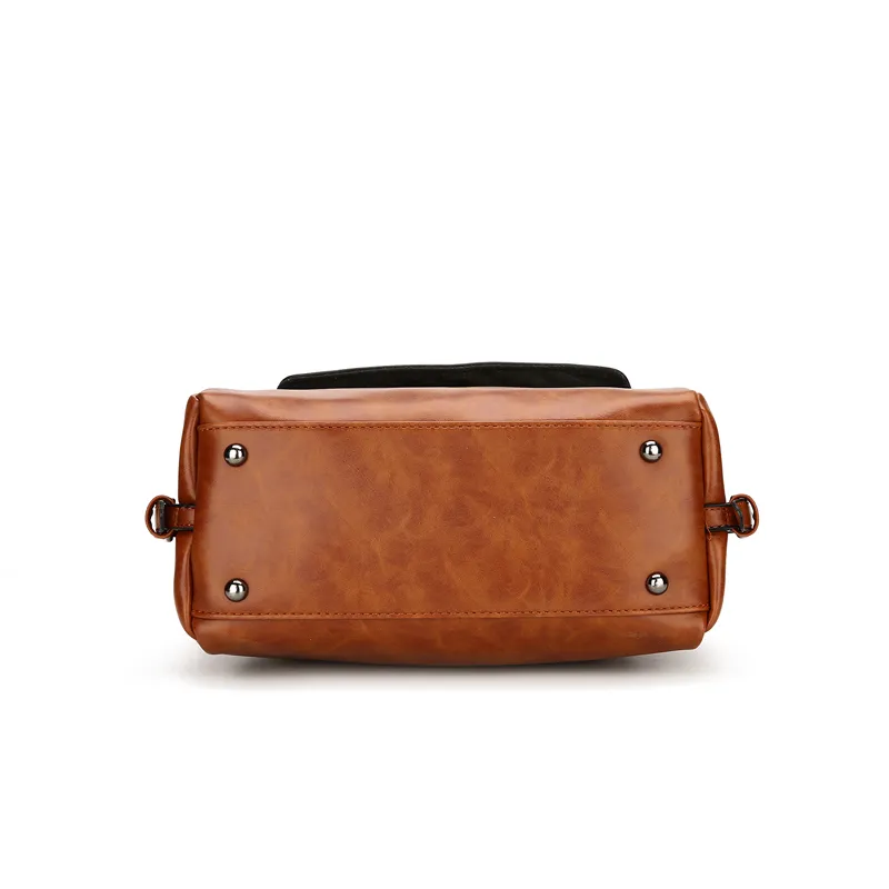 Nueva bolsa de médico de piel de aceite retro para mujeres; bolso grande S