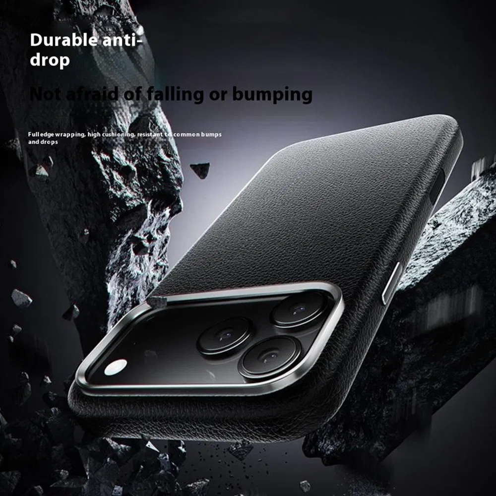 funda para iPhone 17 PRO Max compatible con Magsafe cubierta de teléfono de cuero PU - azul