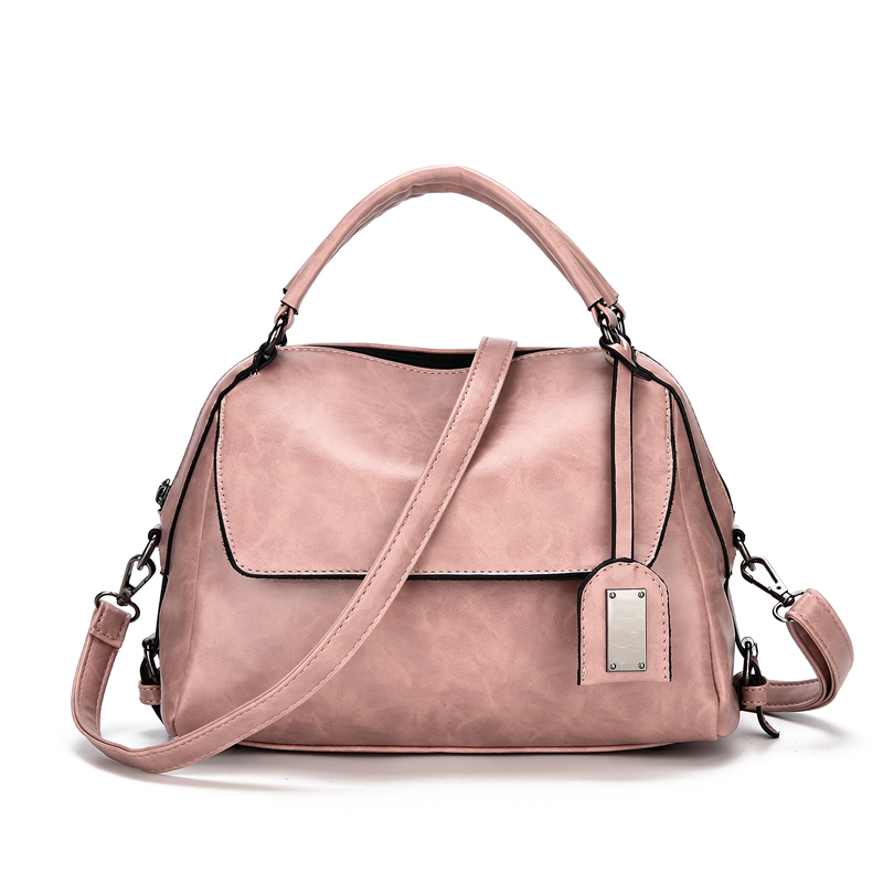 Nueva bolsa de médico de piel de aceite retro para mujeres; bolso grande S