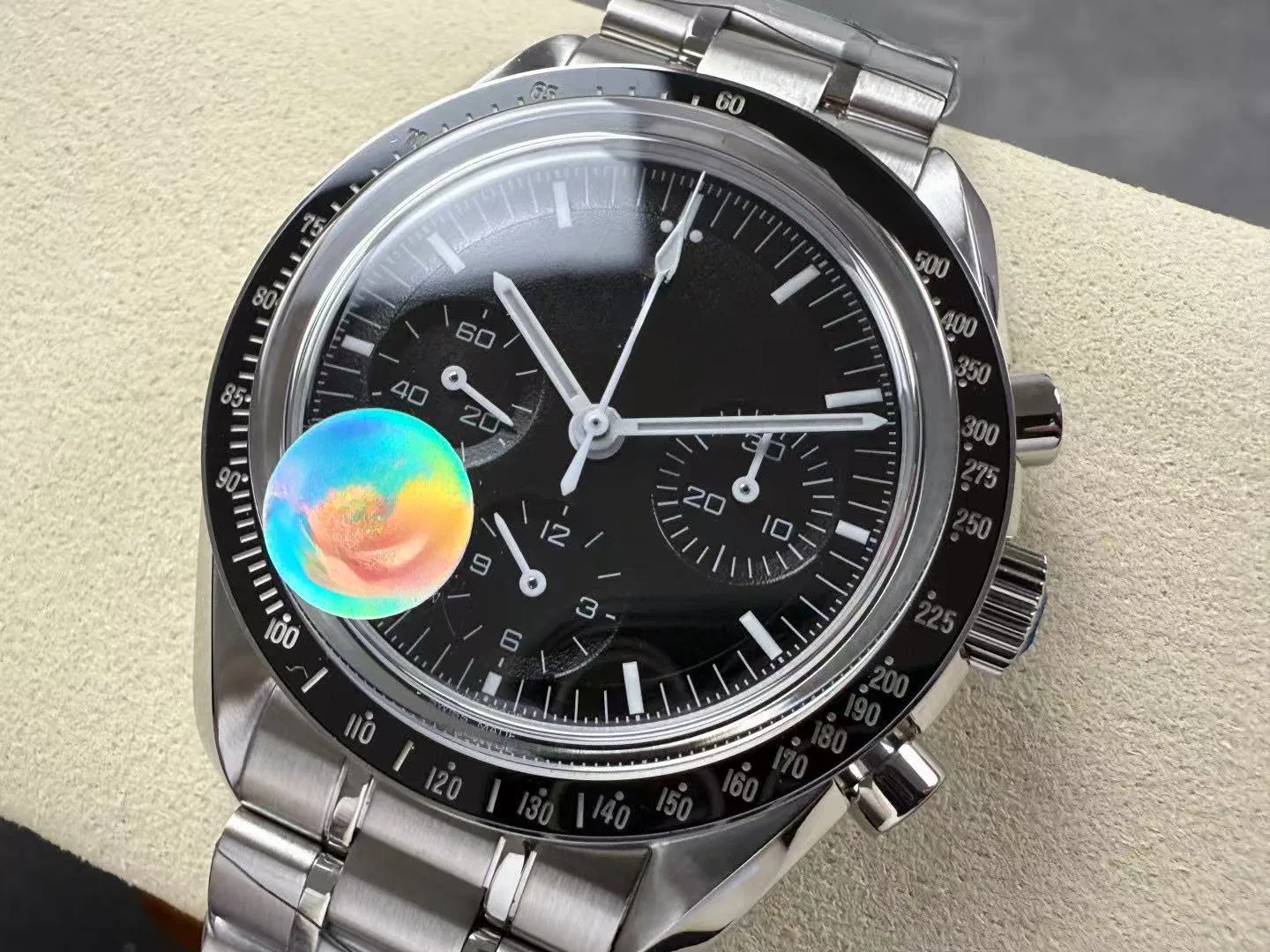 Reloj Profesional Super Serie de Acero Lunar con Luminiscencia y Cronometraje Impermeable 42mm Caja de Acero Inoxidable
