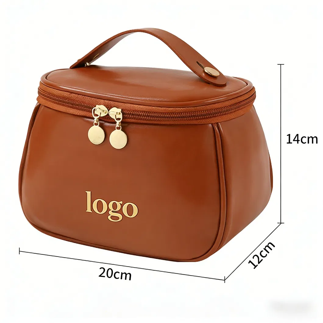 Bolsa de cosméticos toiletry de gran capacidad, portátil, a prueba de agua, de moda, con logotipo personalizado, clara, de PU, para brochas de maquillaje y cuidado de la piel, multi funcional