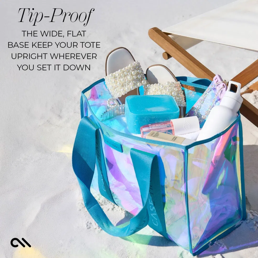 Bolsa de playa impermeable y a prueba de arena de PVC TPU transparente iridiscente grande 3 en 1 Zipper Pool Swim Cruise Essentials 2026 regalo de burbujas de jabón Amazon