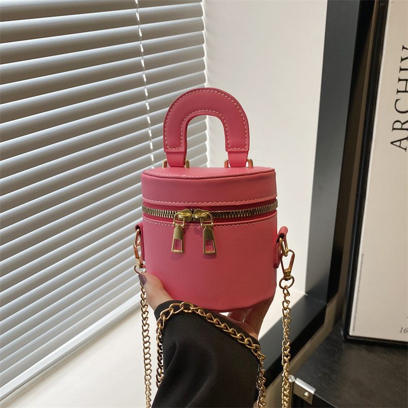 Bolsa de cubo de doble cremallera estilo coreano al por mayor para mujeres, 2026 nuevo estilo de verano, bolsa de hombro de lujo ligero, bolsa cruzada de cadena de moda