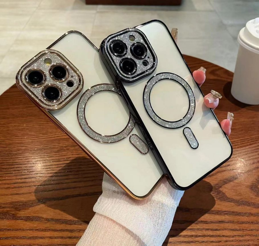 Nuevo estuche para teléfono móvil con electrochapado y cubierta con anillo magnético Magsafe para iPhone