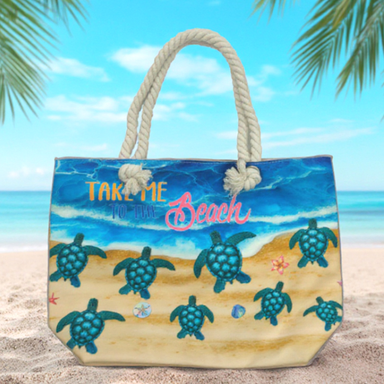 Bolsa de playa personalizada con logo, souvenir turístico, bolsa de mano de tortuga, Cancún, Cozumel, México
