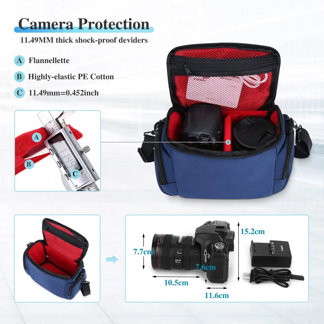 Funda de cámara pequeña de nylon, bolsa compacta para cámara con hombro