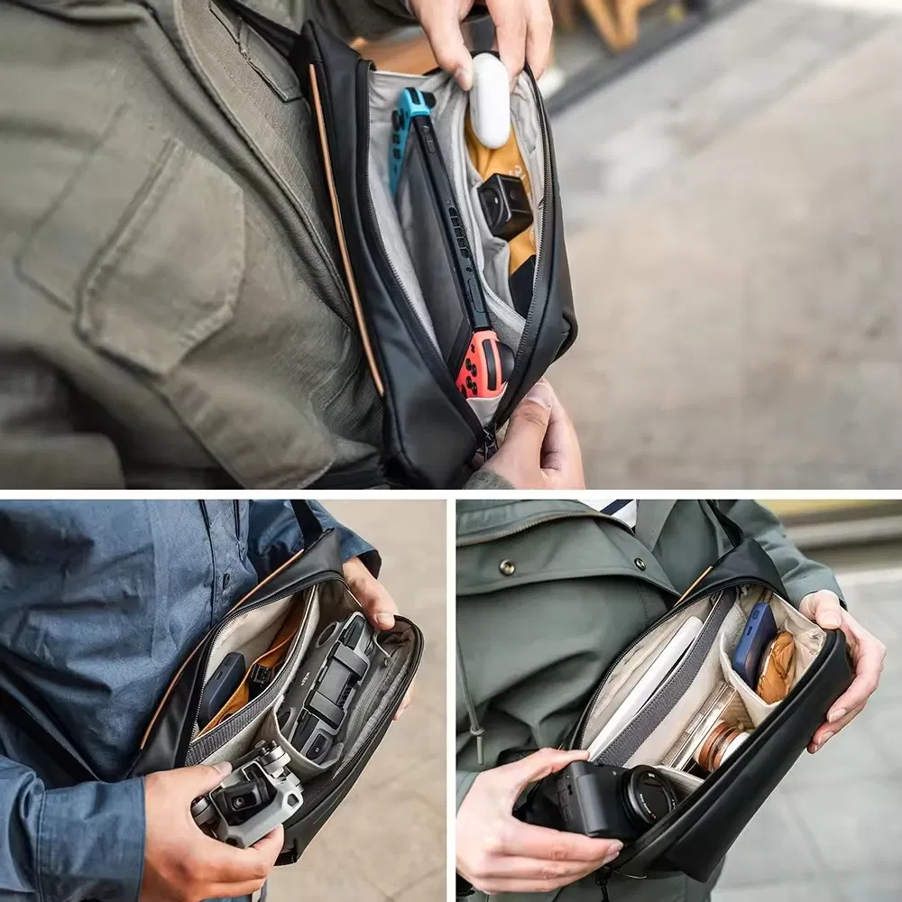 Bolso de cámara tipo bandolera cruzada para la cintura 3L pequeño bolso de hombro para cámara para hombres y mujeres