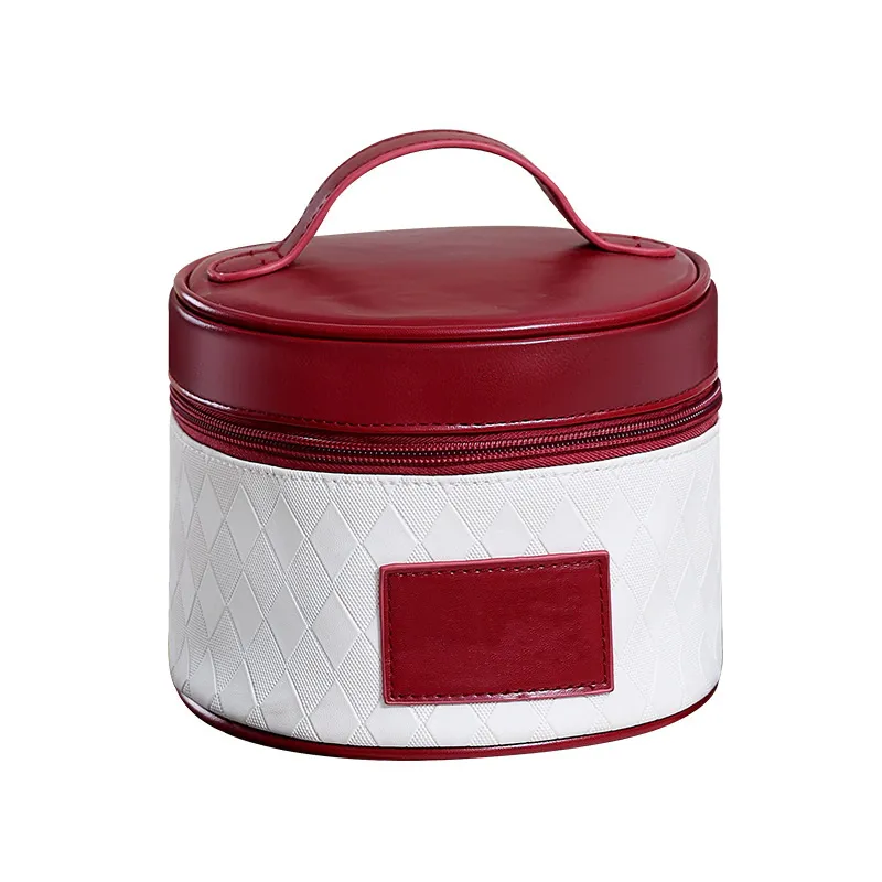 Bolsa de Maquillaje de Belleza Cilíndrica para Dama, Forma de Barril, Bolsa de Cosméticos de PU para Viaje y Aseo